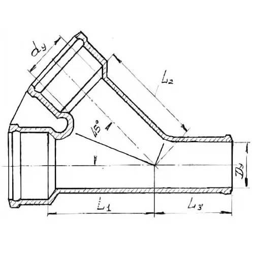 Косые чугунные тройники 45 гр 150x150x220 мм ТК ГОСТ 6942.17-80